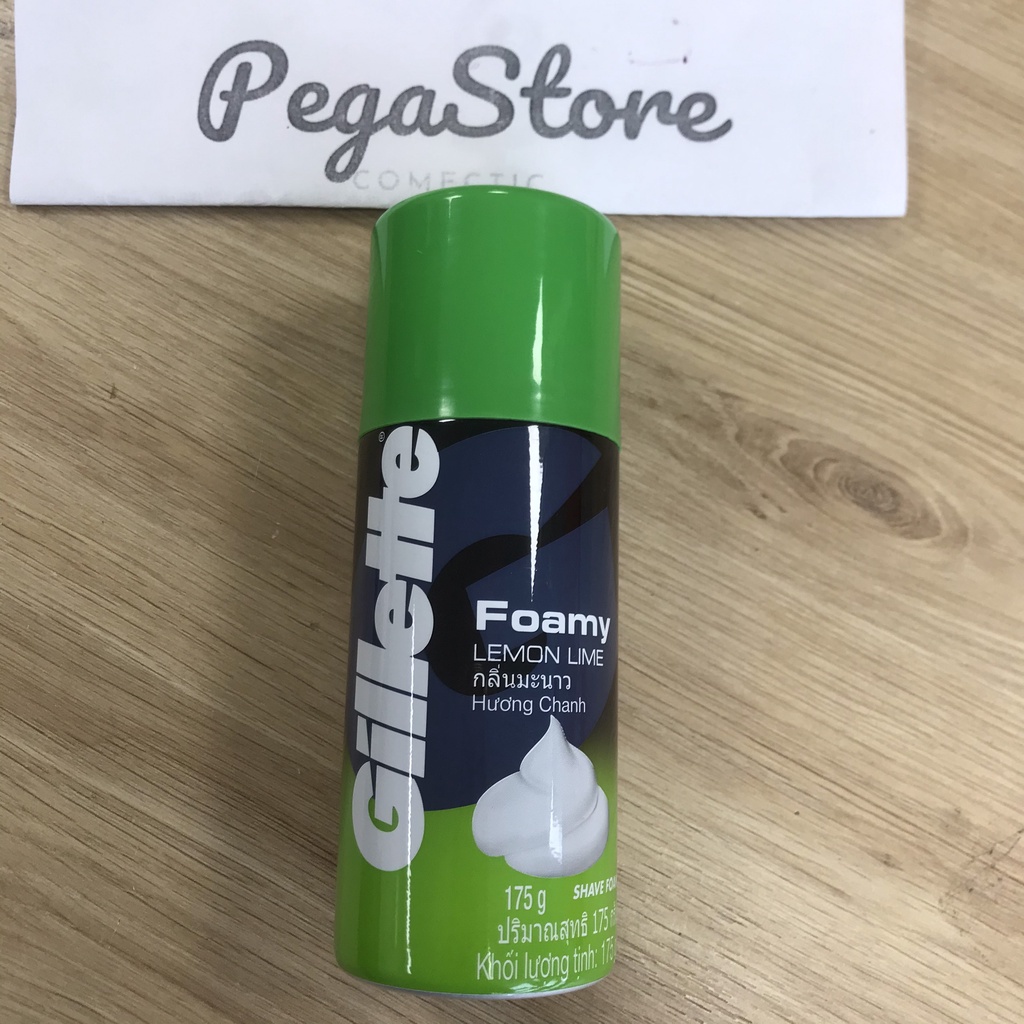 Bọt cạo râu GILLETTE Foamy Shaving Foam kem cạo râu 175g / 50g Menthol Lemon / gel cạo râu GILLETTE Schiuma Da Barba
