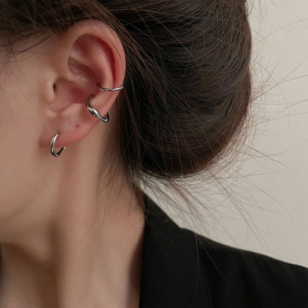 Lớn Khuyên Tai Kẹp Vành Tai Không Cần Xỏ Lỗ Mùa Đông Sang Trọng Cao Cấp Cho Nữ