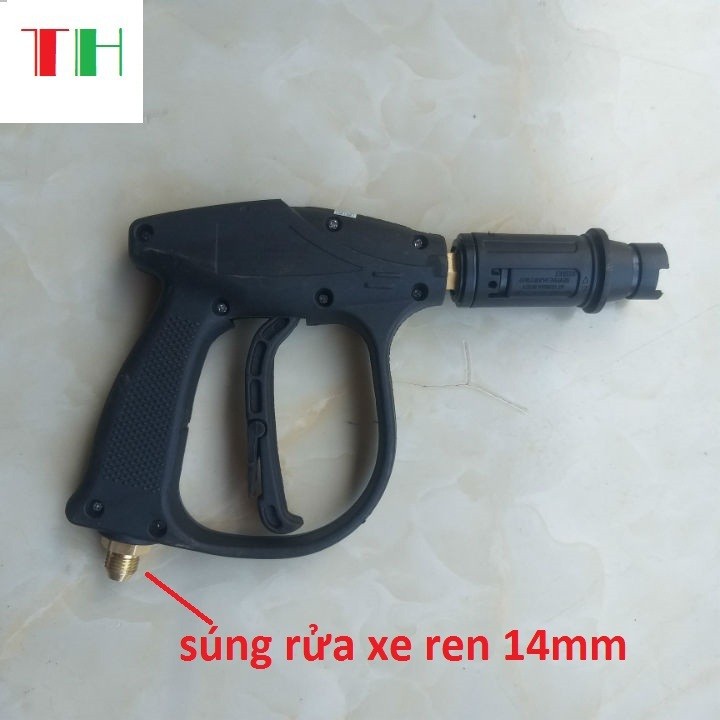 Súng phun xịt rửa xe áp lực cao ren ngoài 14mm-đầu lắp được bình bọt