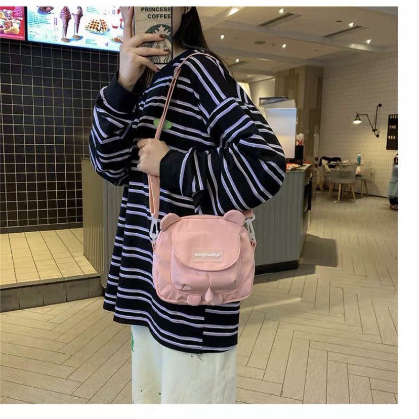 Túi vải tote đeo chéo mini vải canvas chống nước phong cách Uzzang nam nữ_Hazi Thời trang Unisex