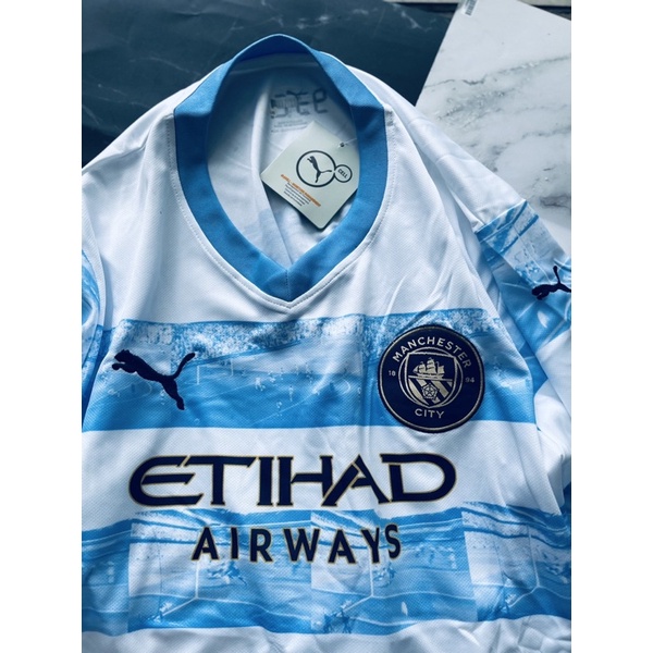 Set Bộ quần áo bóng đá thể thao nam nữ clb manchester city mùa giải 2022 2023 áo xanh trắng quần xanh logo thêu đầy đủ