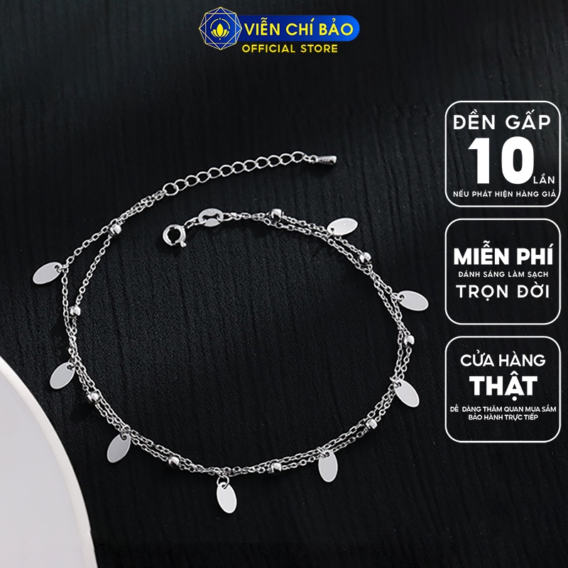Lắc chân bạc nữ bi dây xích đôi charm tròn chất liệu bạc 925 thời trang phụ kiện trang sức nữ Viễn Chí Bảo L500093