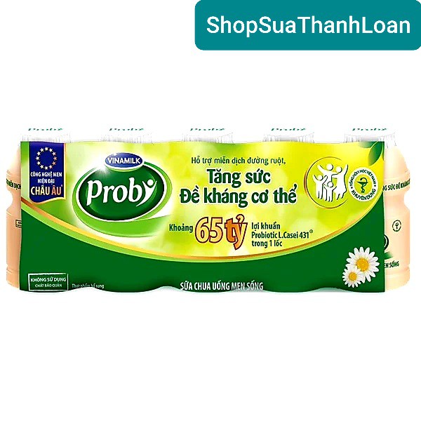 THÙNG 50 CHAI SỮA CHUA UỐNG PROBI CÓ ĐƯỜNG - LỐC 5 CHAI 65ML