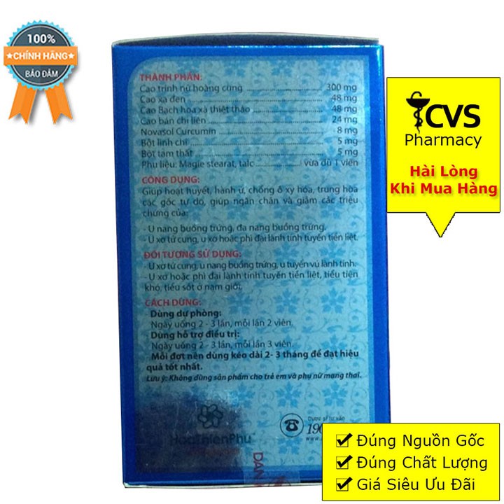 An Nữ Đan - Hỗ Trợ U Nang Buồng Trứng, U Xơ Tử Cung Hộp 60 Viên Uống