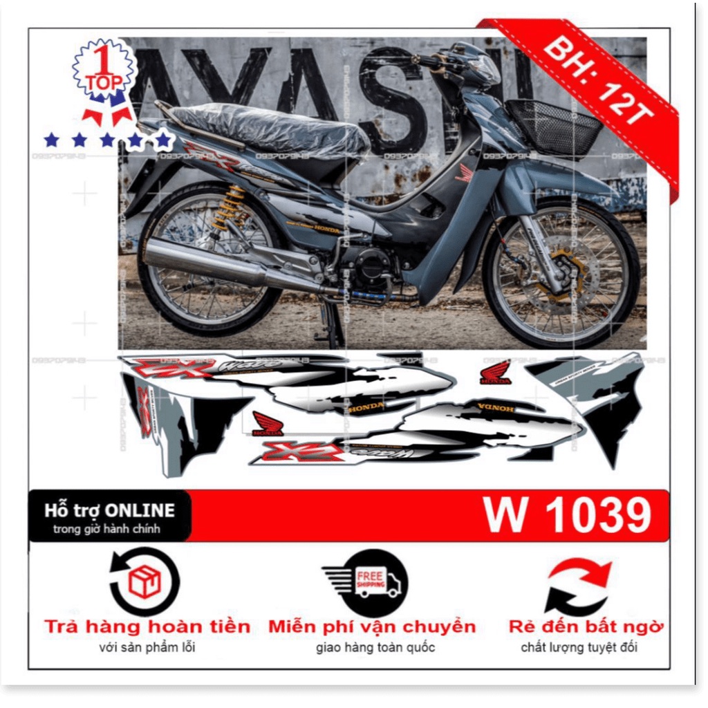 Tem wave nhỏ ZX dán xe xám xi măng