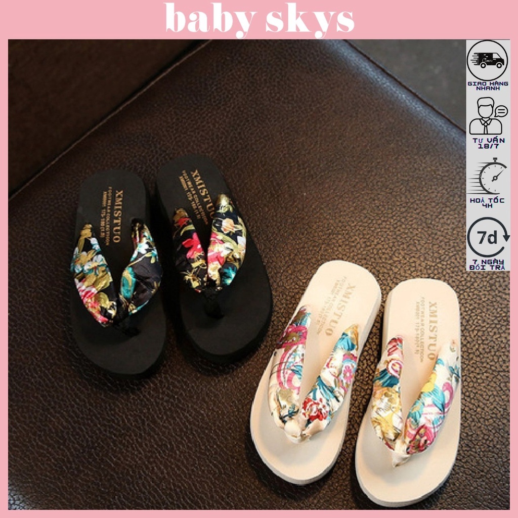 Dép bé gái-dép kẹp bé gái xỏ ngón đi biển cho mẹ và bé in hoa XMISTUO size 25 - 41 cho mẹ và bé thời trang