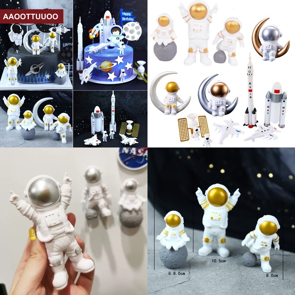 Set 3 phụ kiện trang trí bánh kem hình phi hành gia xinh xắn đa năng