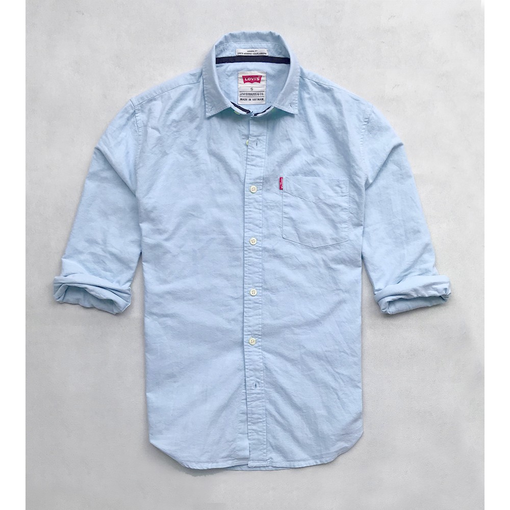 Sơ mi nam Lvs LEVIS xanh biển tay dài oxford - VNXK sang EU