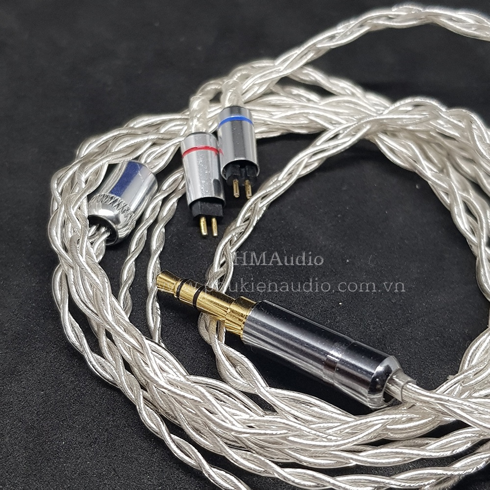 Dây tai nghe đồng mạ bạc OFC 1.0mm tết 4  - Connetor MMCX/ 2pin 0.78mm/ A2DC/ IM01/02/03/50/70