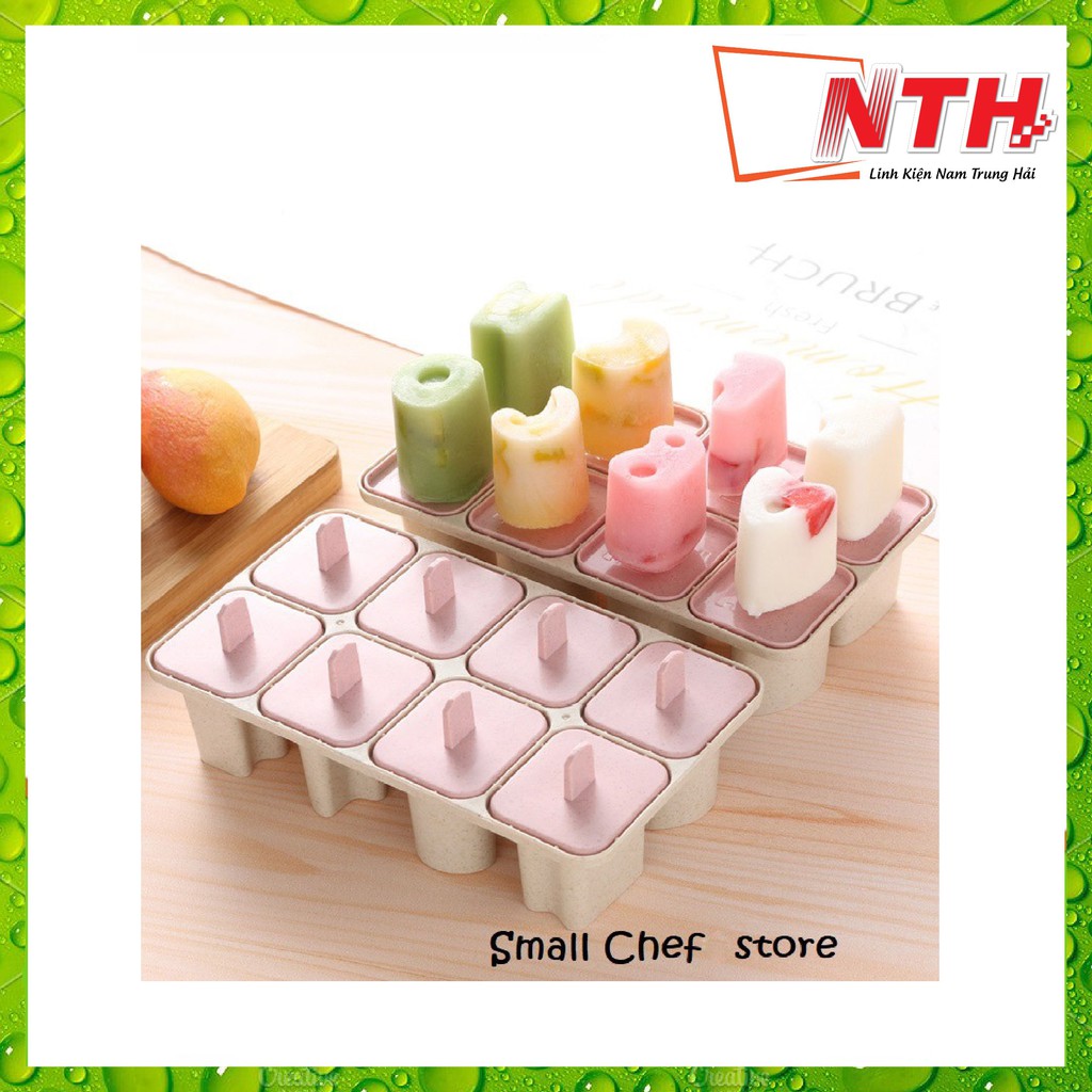 Khuôn làm kem 8 que nhựa lúa mạch cao cấp