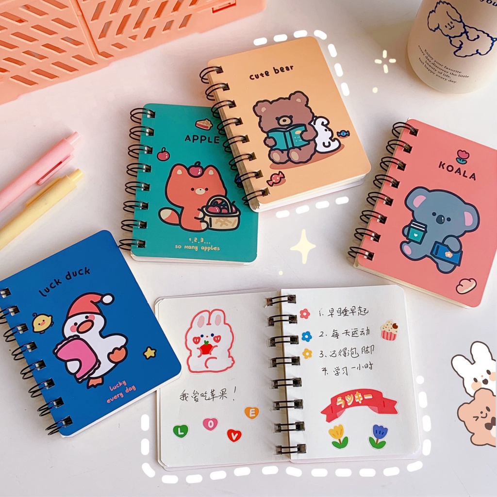 Sổ tay ghi chú mini lò xo bỏ túi họa tiết dễ thương YOS
