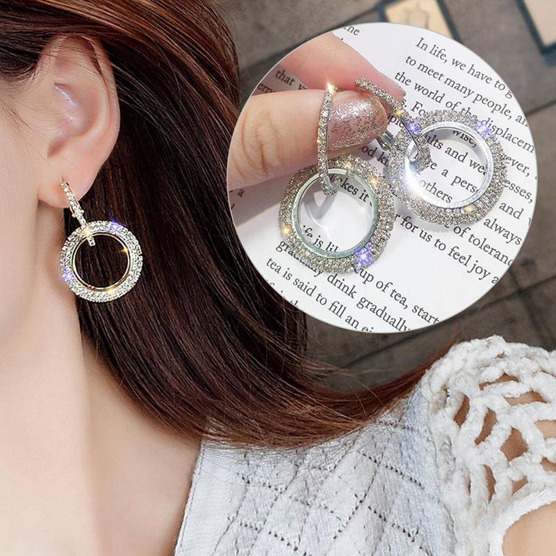 Tmdbyx 1 Đôi Khuyên Tai Tròn Lấp Lánh Thời Trang Cho Nữ