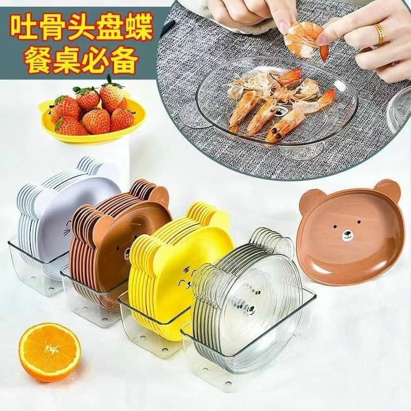 SET 8 ĐĨA ĂN DẶM HÌNH GẤU SIÊU XINH KÈM KHAY ĐỰNG TIỆN DỤNG