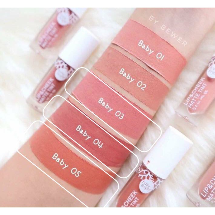 (Auth Thái) SON KEM &amp; MÁ HỒNG DẠNG LÌ LIP&amp;CHEEK MATTE TINT BABY BRIGHT