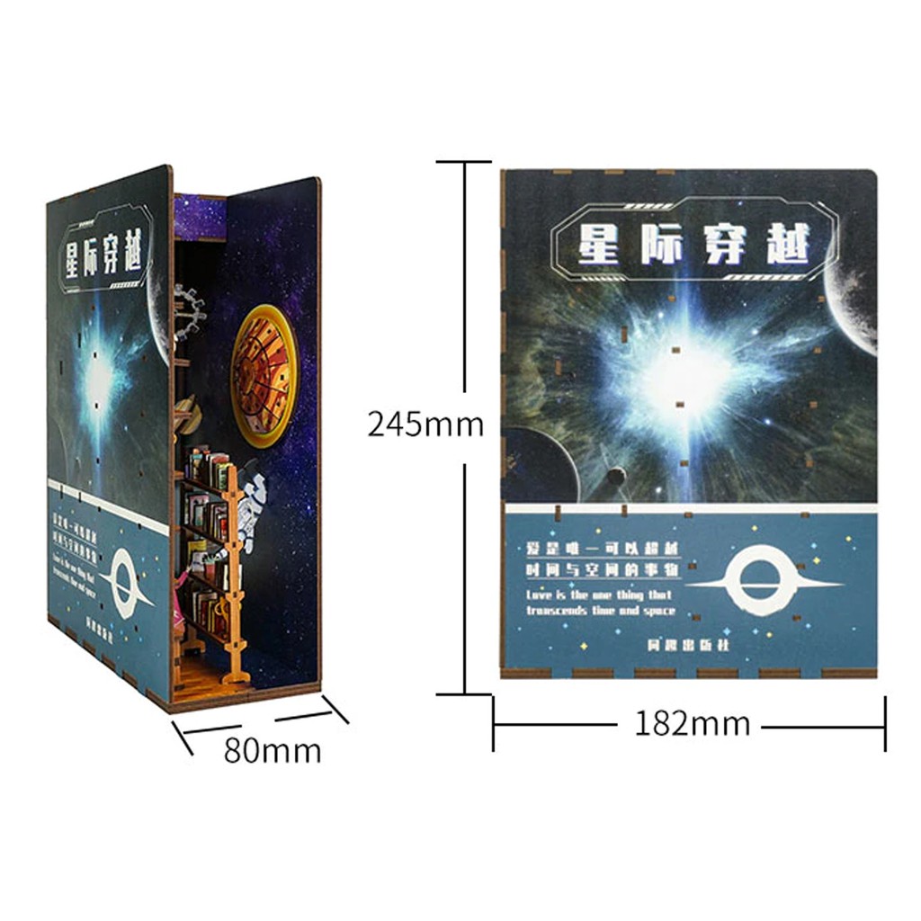 Mô hình BOOK NOOK. Tặng MICA CHE BỤI, KEO DÁN PIN, Có đèn led. Nhà búp bê gỗ DIY Trang Trí Kệ sách. Quà tặng ý Nghĩa