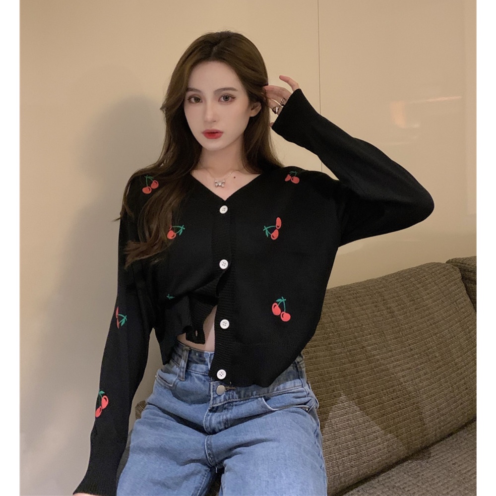 Sweet and versatile long-sleeved knitted cardigan Korean fashion