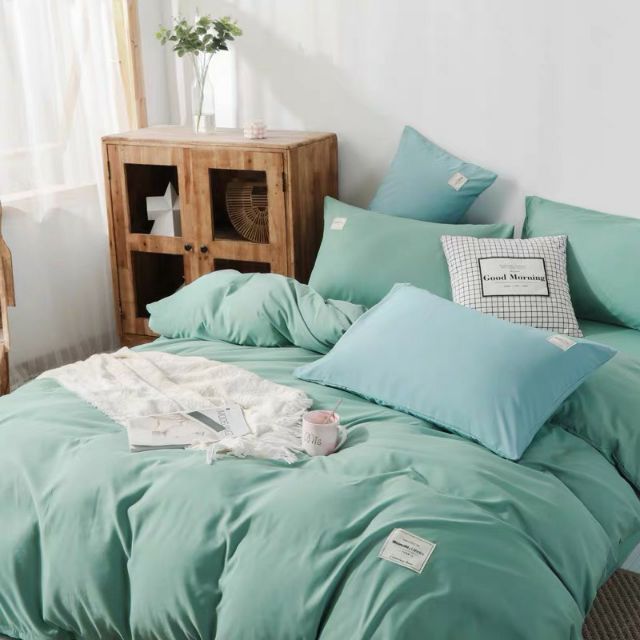 Chăn Ga Gối Cotton Tici Đơn Sắc 4 món