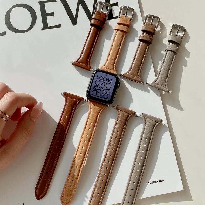 Dây đeo bằng da mỏng thích hợp cho đồng hồ thông minh Apple Watch series 1/2/3 42mm 38mm 4 5 40mm 44mm