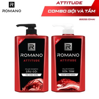 Combo Dầu gội và Sữa tắm cao cấp Romano Attitude 650g/chai