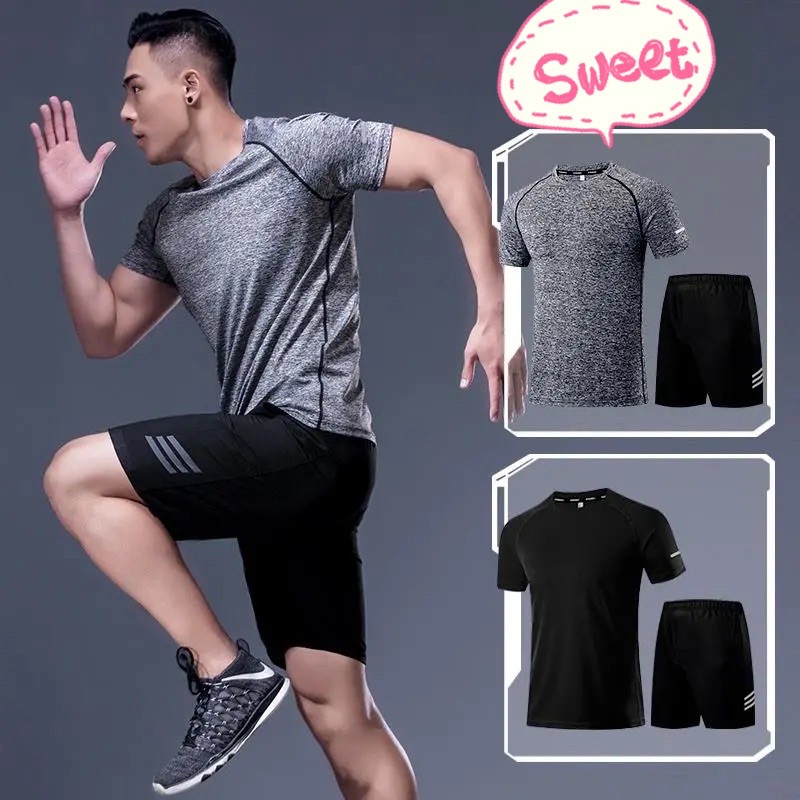 Bộ quần áo thể thao nam mùa hè thoáng khí thấm hút mồ hôi cao cấp - Bộ quần áo tập gym nam vải mềm thoáng khí