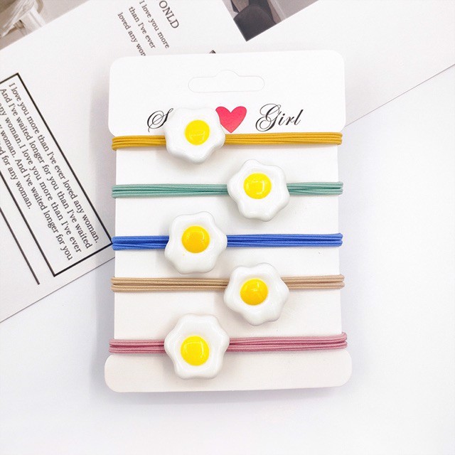 ⚡ Dây Thun Cột Tóc Hình Trứng Ốp La - Buộc Tóc Hình Trứng Ốp La Siêu Đẹp Dễ Thương Style Hàn Quốc ⚡