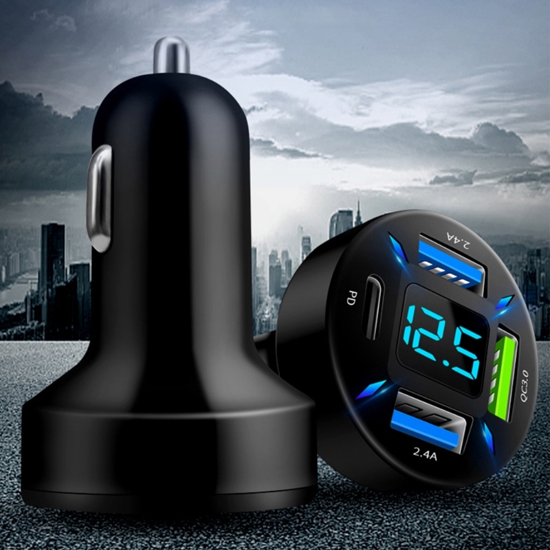 Cục Sạc Điện Thoại Bốn Cổng USB QC3.0 4 Đèn LED 66W