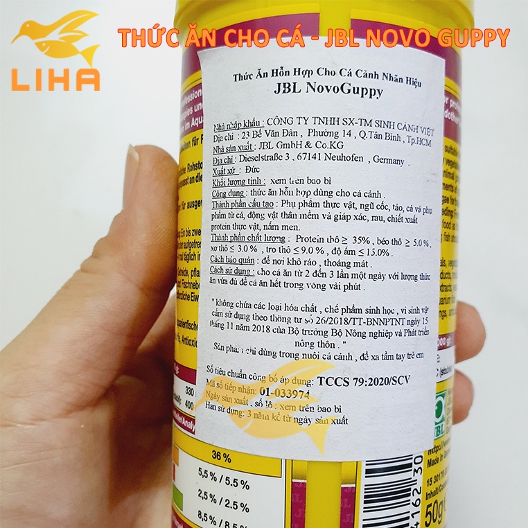JBL Novo Guppy 50gr | Thức ăn khô cho cá Guppy thủy sinh