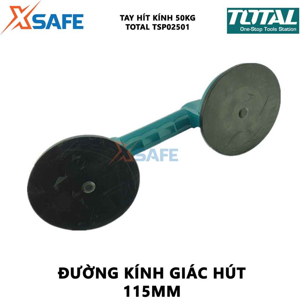 Giác hút kính 2 đầu TOTAL TSP02501 115mm Giác hút chân không nhựa ABS siêu bền lực hút nâng kính tối đa 50kg - [XSAFE]