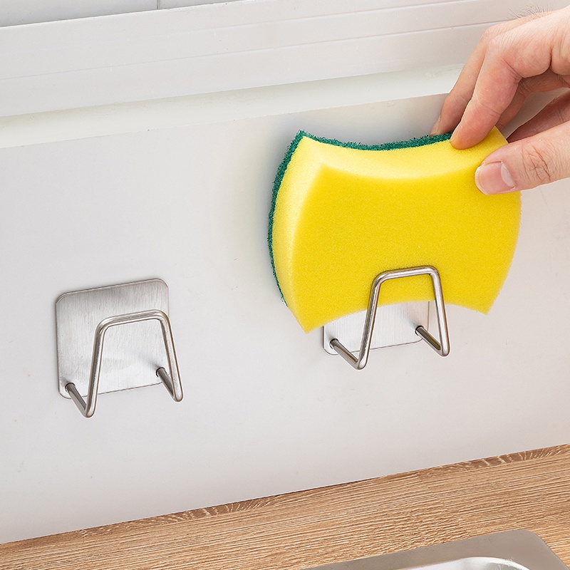 Giá gắn tường bằng thép không gỉ không đục lỗ để ráo nước miếng xốp rửa bát đĩa
