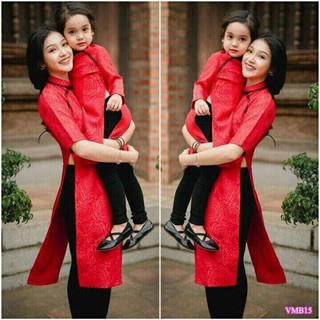 Áo dài cách tân mẹ và bé vải gấm siêu hot