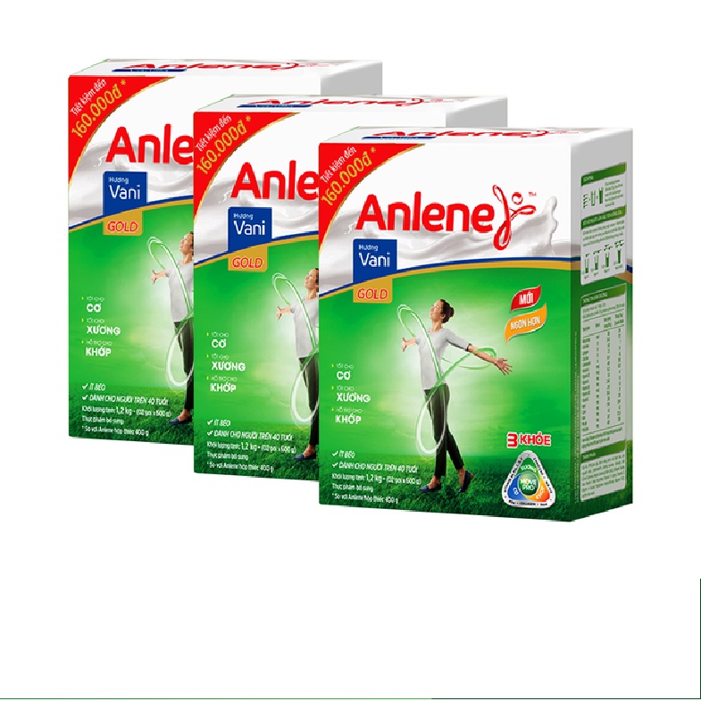 Combo 3 hộp Sữa Bột Anlene Gold Movepro Hương Vanilla 1,2Kg/hộp