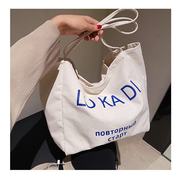 Túi Xách Canvas Cỡ Lớn In Chữ Thời Trang Cho Nữ