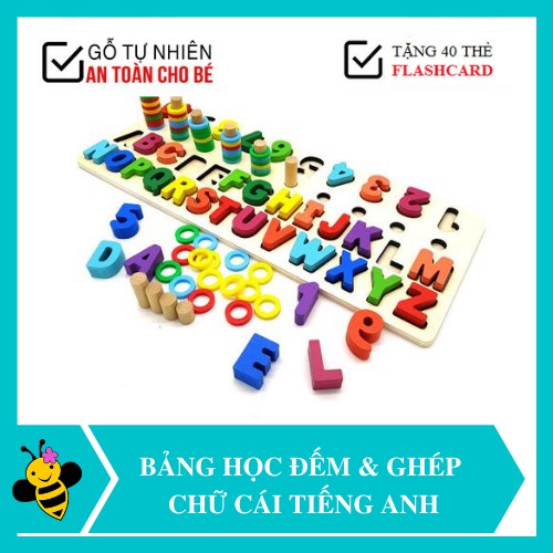 bảng ghép chữ cái 💖 FREESHIP Từ 250K 💖 Bảng Cột Tính Học Đếm Và Ghép Chữ Cái Tiếng Anh In Hoa Nổi Bằng Gỗ Cho Bé