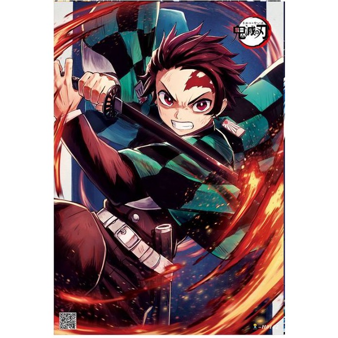 Set 8 tấm tranh poster to A3 Kimetsu no Yaiba anime áp phích siêu chất