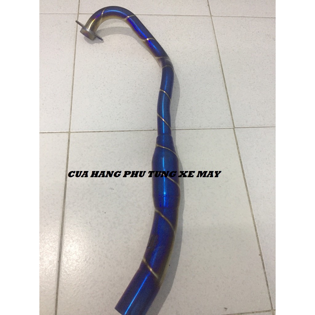 Cổ pô bầu hơi titan cho xe Ex135, Ex150, Winner 150, Winner X, Raider Fi, Satria gắn lon pô độ họng 51mm