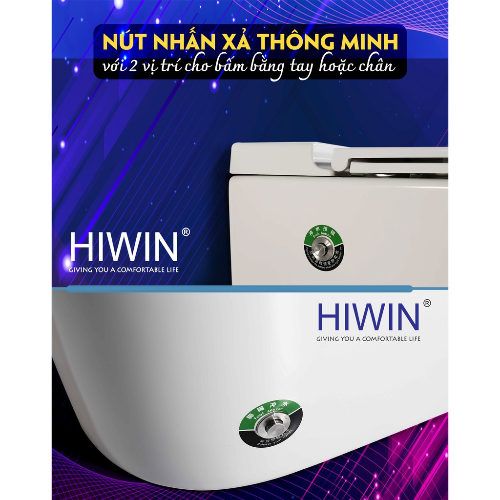 Bồn cầu nguyên khối không két nước sứ cao cấp Hiwin MT-6040