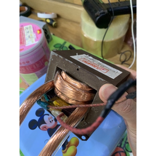 Biến áp E800 quấn 3-4 vòng M50 trong suốt chế máy Hàn Cell