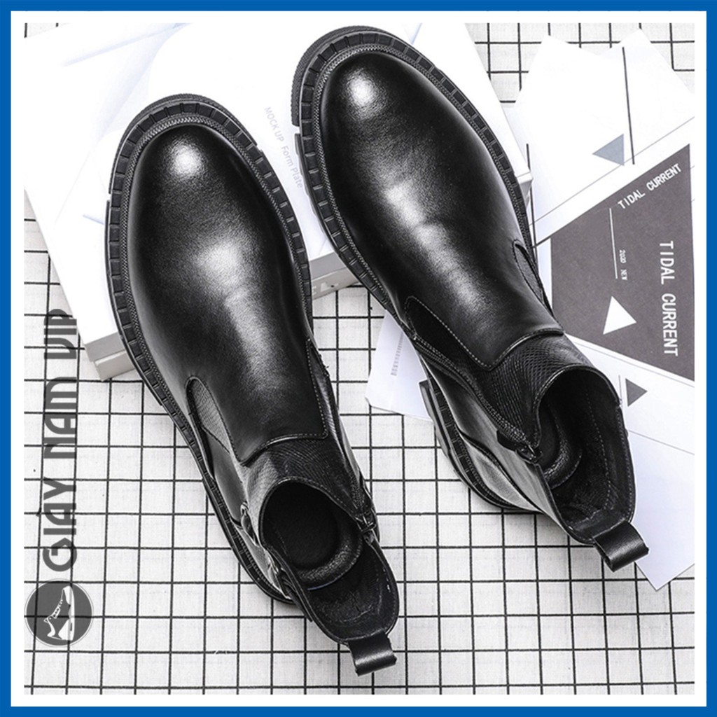 Giày Nam Cổ Cao Đen Khóa Kéo Da Bò Thật Đẹp GIAYNAMVIP Giày Đen Nam Đế Cao Công Sở GNK158 | BigBuy360 - bigbuy360.vn