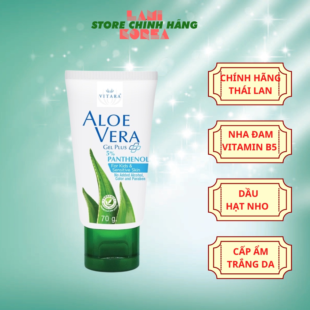 Gel thoa da bị kích ứng Vitara Aloe Vera thích hợp cho da khô, sần sùi, bị bỏng, cháy nắng 70g hoặc 120g