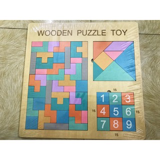 ĐỒ CHƠI GIÁO DỤC- BỘ 03 CÂU ĐỐ TANGRAM BRAIN BẰNG GỖ RÈN LUYỆN TƯ DUY 3 TRONG 1