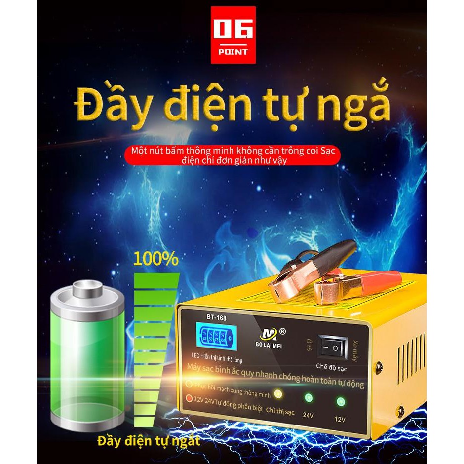 Máy sạc bình ắc quy tự động mạch xung đồng 12V 24V - Home and Garden