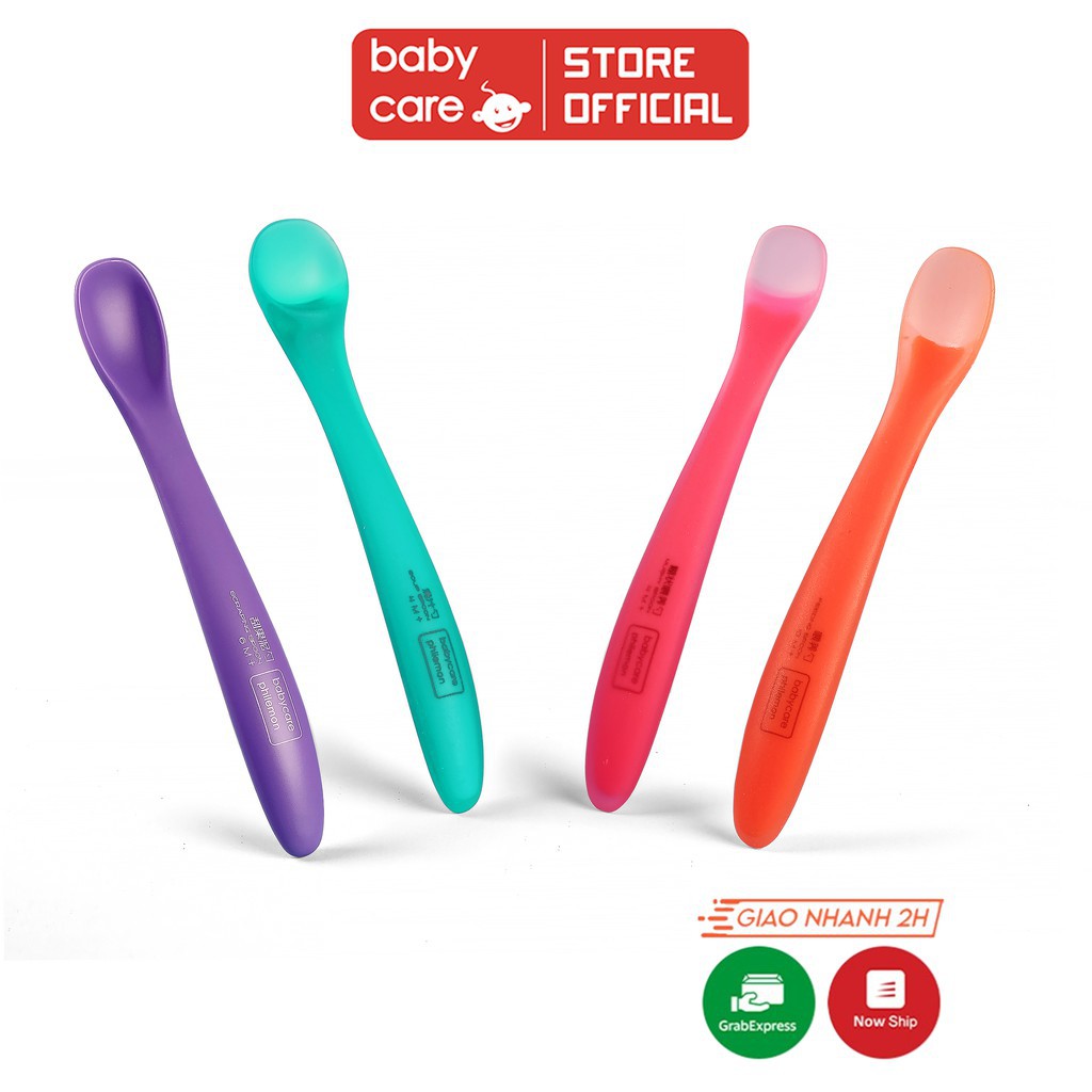 Set 4 thìa ăn dặm Silicon cao cấp BABYCARE an toàn cho bé