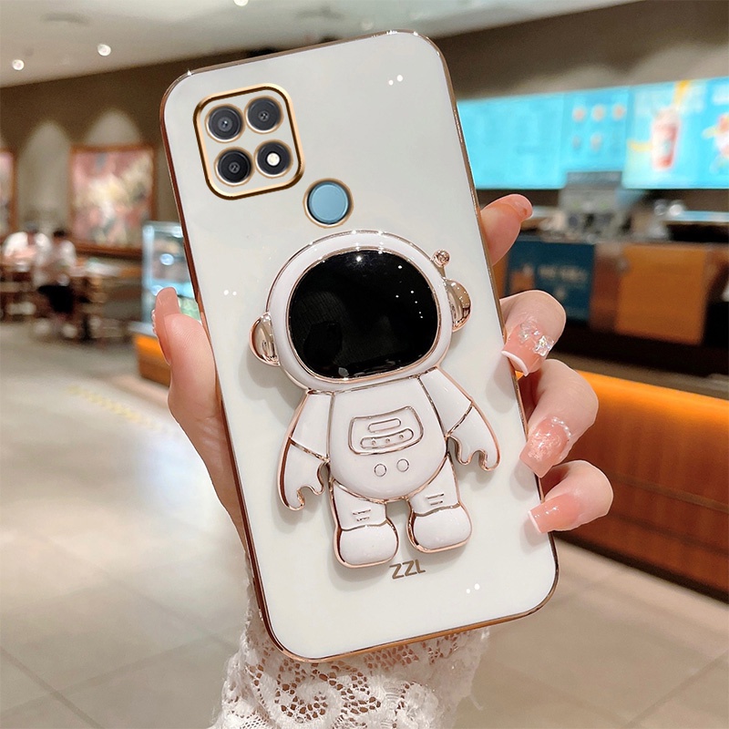 Ốp Điện Thoại Mạ Điện Họa Tiết Phi Hành Gia Hoạt Hình Cho OPPO Reno 7 Reno 6Z 5G Reno5 Reno3 2F A31 A91 F11 F9 A83