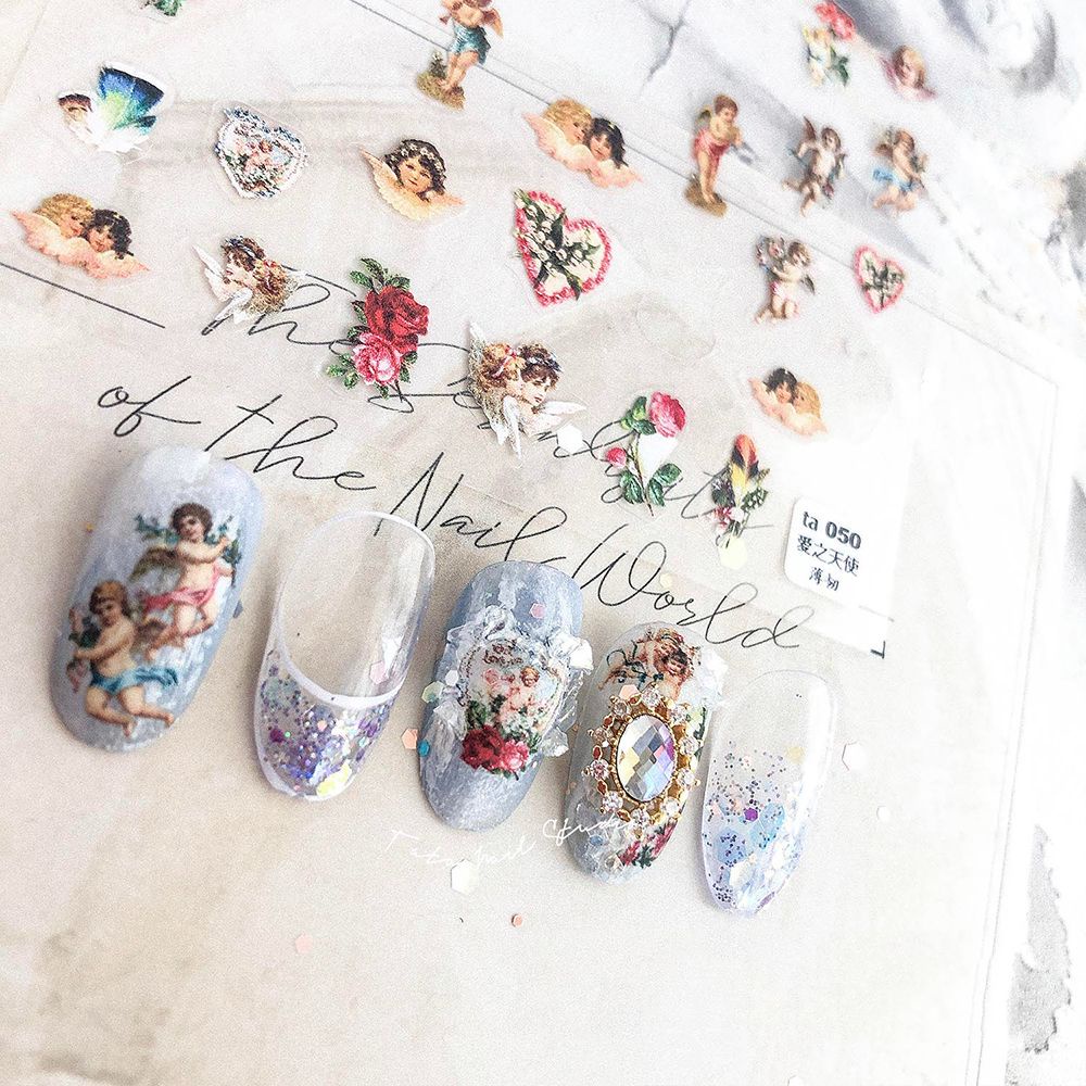 [Hàng mới về] Hình dán móng hoạ tiết thiên thần 5D trang trí móng đẹp mắt