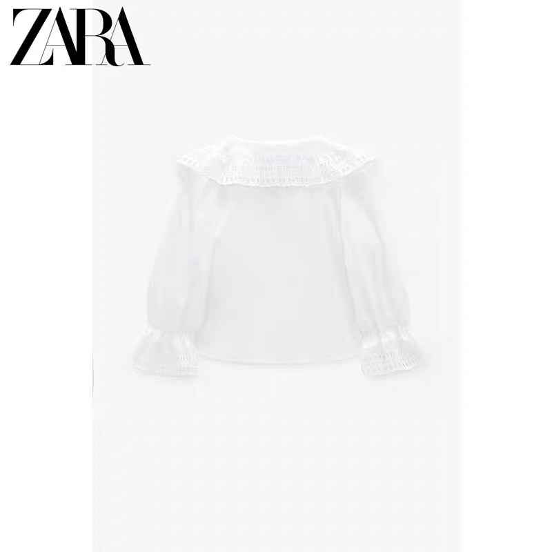 (Sẵn) Áo sơ mi tay loe thêu đục lỗ Zarrraa