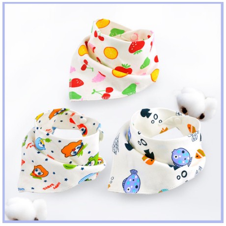 [SẢ KHO] Set 5 Khăn Yếm Tam Giác 100%cotton có cúc bấm cho bé