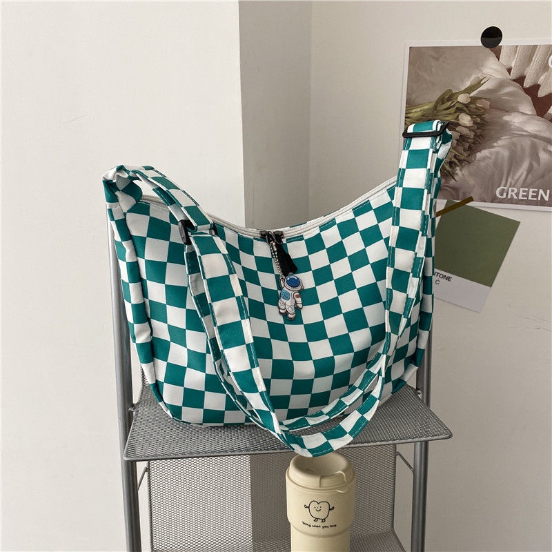 Túi Đeo Chéo Họa Tiết Sọc Caro Phong Cách Vintage Thời Trang Cho Nữ