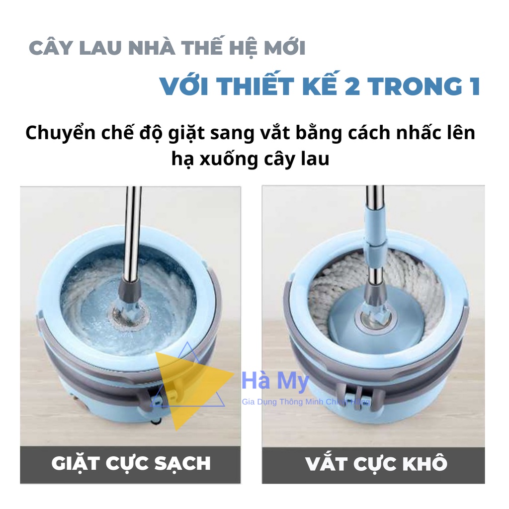 Cây Lau Nhà Tự Vắt 360 Độ,Cây Lau Nhà Thông Minh Minmop Thái Lan Cao Cấp Tặng Kèm Bông Lau-Gọn Nhẹ,Bền Dễ Sử Dụng