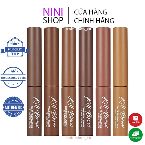 Chuốt mày Mascara CLIO Kill Brow Color Brow Lacouer 01 Natural Brown, 02 Light Brown