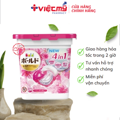 Viên Giặt 4D Gel Hồng Hương Hoa Dịu Ngọt S Select Nhật Bản (Hộp 12 Viên)